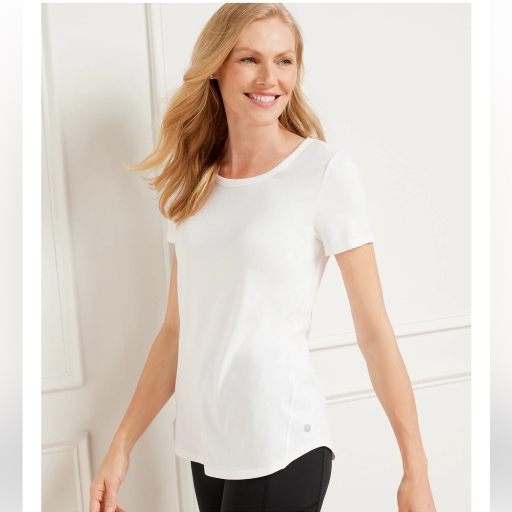 NWT T by Talbots Supersoft Jersey Tee Short Sleeve White Sz S